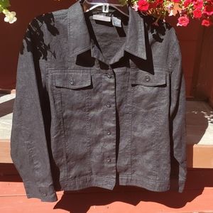 Relativity Linen Jacket, Black, SZ XL